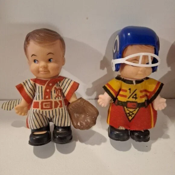 Uneeda PeeWees Pocket Boy Dolls Sports 4 Vintage 1966 Hee Wee 3.5" - Picture 3 of 16